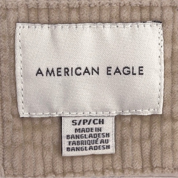 Small American Eagle Outfitters Colorblock Corduroy Button Up Top Beige White - Picture 13 of 15